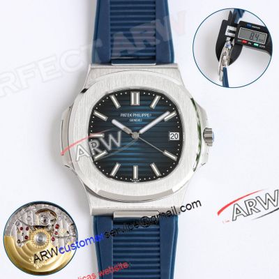  PPF Factory Patek Philippe Nautilus 5711 Deep Blue Face Rubber Strap Swiss Clone Watch